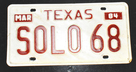 Vintage Personalized License Plate Texas SOLO68 Single 1984 - £11.93 GBP
