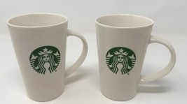 Starbucks Coffee Mugs 12 oz w Green Mermaid Logo 4 3/4&quot; Tall Set of 2 Gift - £11.83 GBP