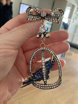Vintage Sparkling Rhinestone Bird Cage Brooch, Party Office Big Brooch Pin Gift  - £10.24 GBP