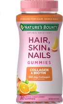 Nature&#39;s Bounty Hair,, Skin &amp; Nails with Biotin and Collagen, Citrus-Flavored Gu - £16.77 GBP