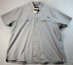 Eddie Bauer Shirt Men Size 2XL Gray Pockets Short Sleeve Logo Collar Button Down - £18.84 GBP