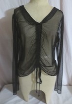 RENVY  SEXY  Sheer Mesh Rouch Front Long sleeve Top Sz L NWT - £19.65 GBP