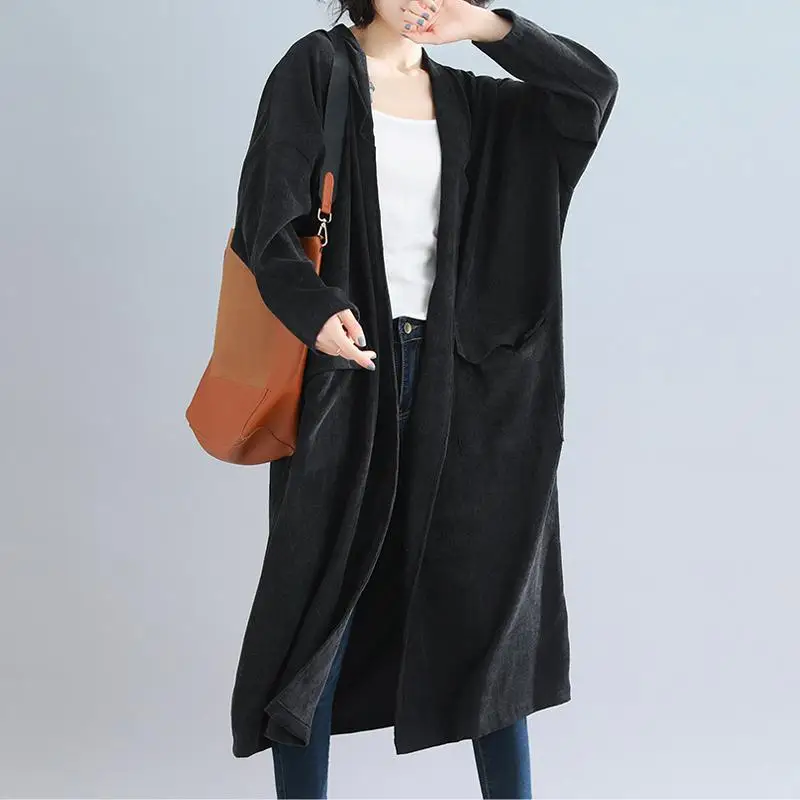 Oversized Long Trench Coat for Women  Fashion Corduroy Clothes  Vintage Oversize - £136.22 GBP
