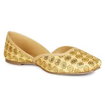 Womens bellies Punjabi Jutti Indian bridal ethnic flat  US Size 5-10 Conc Yellow - £23.79 GBP