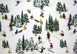CHARTER CLUB Christmas Winter Scene Skiing Sledding Plush Throw Blanket 70x50 - £39.53 GBP