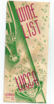 1940&#39;s Vintage (Not Repro) Lucca, 5th &amp; Western, La, Ca Wine LIST-SEE Prices !! - £18.51 GBP
