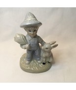 Porcelain Knick Knack Boy With Donkey Vintage - $214.77 MXN