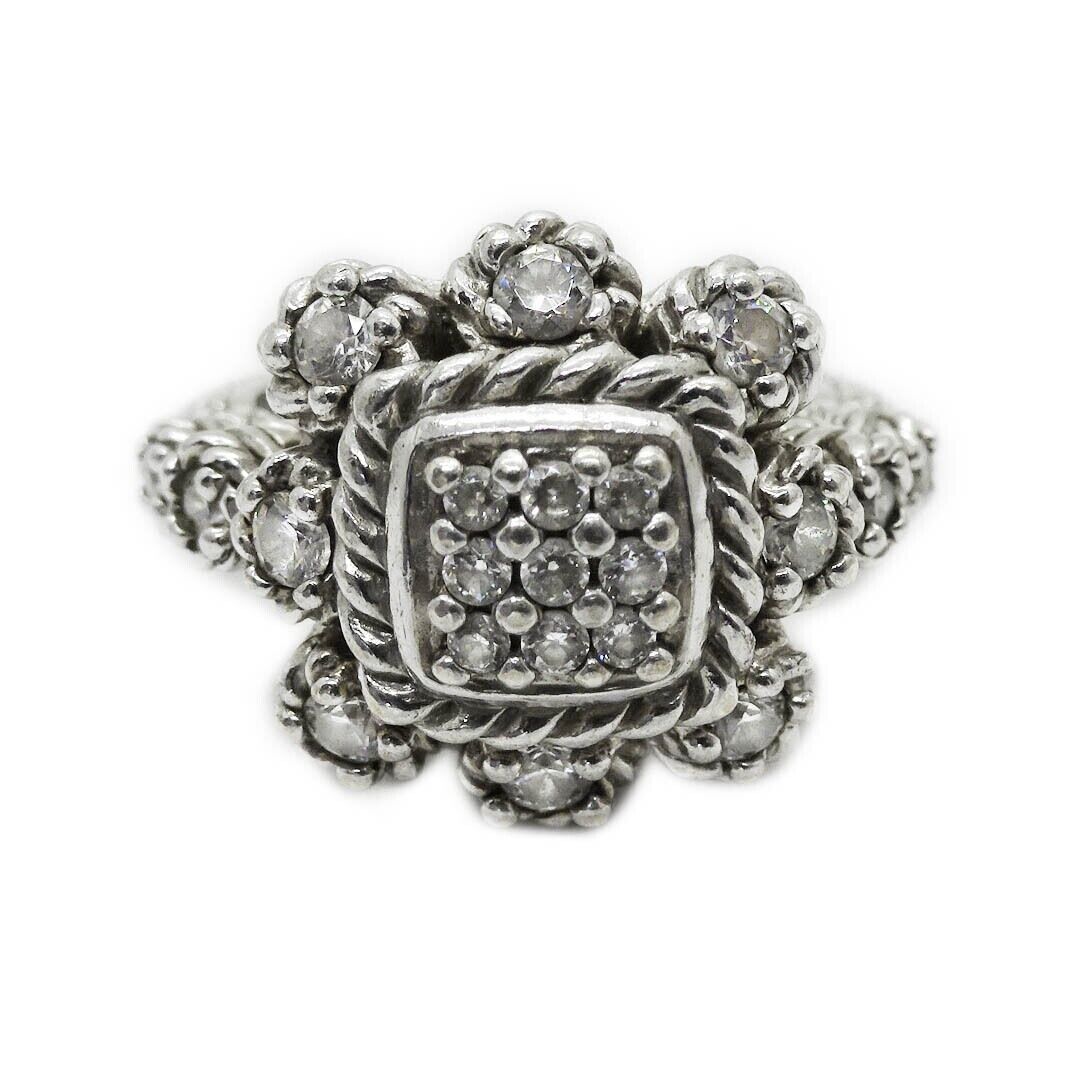Primary image for Judith Ripka Designer CZ Flower Burst Sterling Silver Ring Size 7