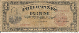 Philippines 1 Peso 1936 Red Seal  Victory Banknote # 40 - $19.80