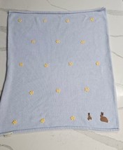 Pottery Barn Kids Bunny Stars Baby Throw Blue Sweater Knit Blanket 29”x 35” PBK - £25.59 GBP