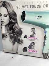 Conair 1875 Watt Velvet Touch Dryer Fast Drying Comfort Grip Diffuser 3 ... - £9.67 GBP