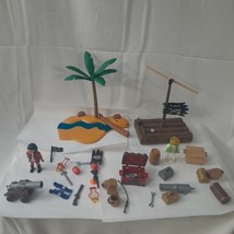 Vintage Playmobil Figures Pirates Raft Tree Treasure Weapons Lot 1996 19... - $34.65