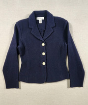 Jones New York Merino Wool Blazer Jacket Women&#39;s 8 Navy Blue Career Made... - $26.00
