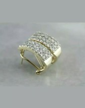 1Ct Imitación Diamante Semi Aro Pendientes 14k Oro Amarillo Chapado Omega Back - £84.13 GBP