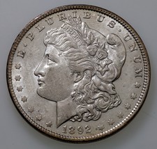 1892 Plateado Morgan Dólar En Au Estado, Excelente Ojo Appeal, Luster - £211.85 GBP