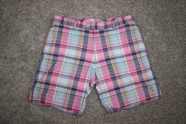 Peter Millar Shorts Men 36 Pink Plaid Cotton Casual Comfort Golf Chino B... - £21.22 GBP