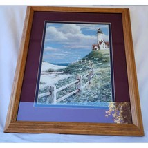 TC Chiu Lighthouse IV Wood Framed Art Print Double Matted 19 x 22 Red Blue - £16.78 GBP
