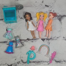 Polly Pocket Lot of 3 Dolls with Clothes Stove Accessories  - $19.79