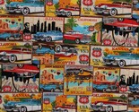 Cotton Route 66 Travel Transportation Cars States Fabric Print by  Yard ... - £11.05 GBP