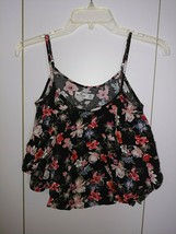 HOLLISTER LADIES SLEEVELESS SPAG.STRAP FLORAL 2-TIER CROPPED TOP-WORN ON... - $7.99