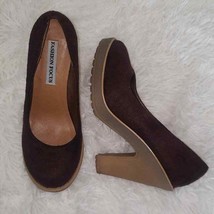 Fashion Focus Brown Suede Hells Rubber Sole Size 4 - £14.09 GBP