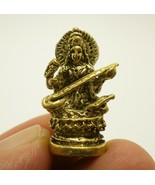 MAA SARASWATI DEVI MINI AMULET STATUE BLESS WISDOM LUCKY SUCCESS HEALING... - £19.22 GBP