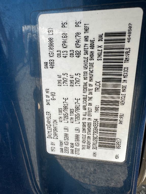 2003 Dodge Ram 2500 OEM 5.9L Automatic 4WD Rear Drive Shaft  Item image 11