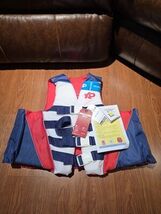 Exxel X2O Adult 2X/3X Life Vest Jacket Blue Red White 4 Clip - $17.50