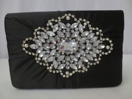 Kate Landry black Satin Rhinestone Cocktail shoulder or Clutch Handbag - £27.97 GBP