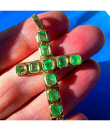 Earth mined Emerald Deco Cross Pendant Elegant Solid 18k Gold Medallion ... - €10.671,89 EUR