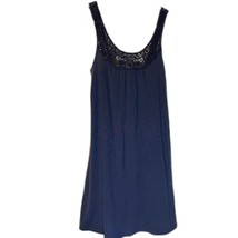 American Eagle Boho Crocheted Neckline/Shoulders Blue Sundress Swim Cove... - $13.99