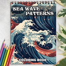 Sea Wave Patterns Spiral-Bound Coloring Book for Adult, Easy and Stress Relief - £14.64 GBP