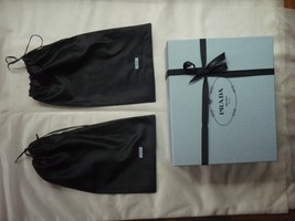 Prada shoe box with dust bags ribbon and tissue empty blue - £17.89 GBP