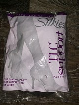 SILKIES ~ 1 Pair Womens Pantyhose Panty Hose TLC Total Leg Control Off Black ~ M - £8.30 GBP