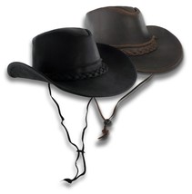 Outback Hat Distressed Brown Leather Aussie Western Cowboy Wide Brim S-X... - £36.76 GBP