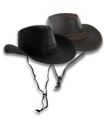 Outback Hat Distressed Brown Leather Aussie Western Cowboy Wide Brim S-X... - £36.62 GBP