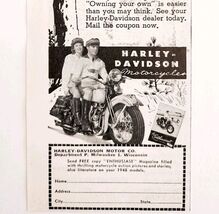 1947 Harley Davidson Motorcycle Advertisement Automobilia Vintage Bikes E8F - $24.99
