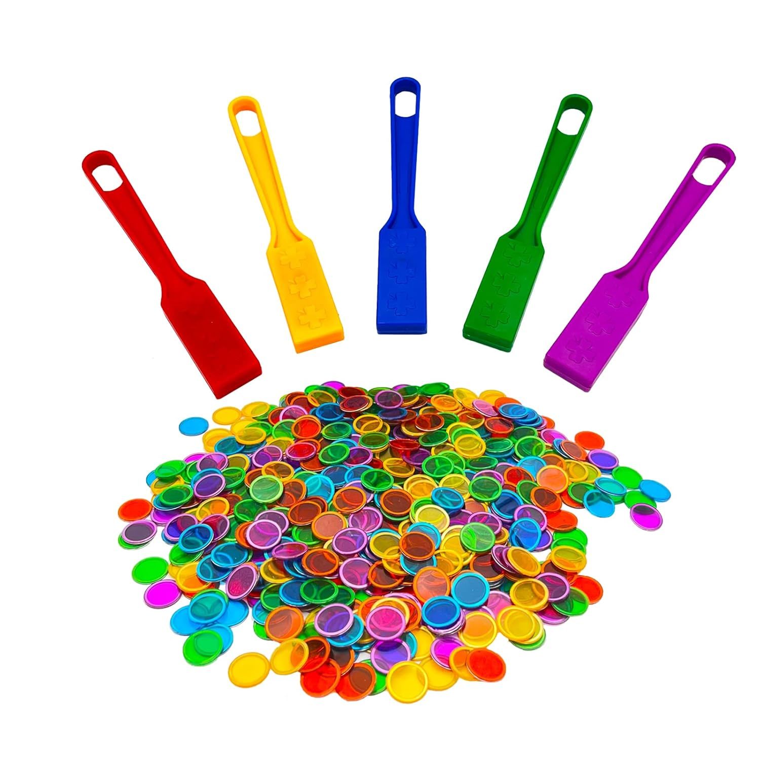 Magnetic Bingo Wand With Chips,5-Pack& 500 Metal Chips, 5 Color Metal Chips-For  - £30.82 GBP