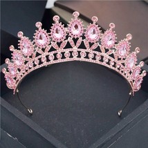 Baroque Royal Queen Crown Headbands Red Pink Yellow Crystal Tiaras Pageant Party - £20.00 GBP