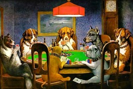 Dogs Playing Poker Poster | Framed | Art Painting | Pets Animals | NEW | USA - £15.97 GBP