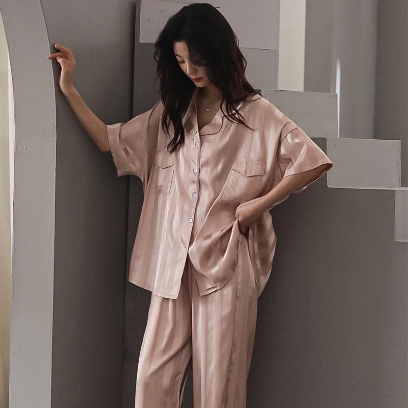 Pajamas, Women&#39;s Summer Ice Silk Short Sleeved Pants, 2023 New Oversized Simulat - £73.67 GBP