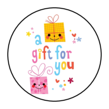 30 A GIFT FOR YOU STICKERS ENVELOPE SEALS LABELS 1.5&quot; ROUND GIFT TAG PAC... - $7.49