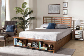 Harlow Ash Walnut Brown 4-Drawer Queen Size Platform Storage Bed - $14,495.89 MXN