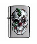 Zippo Lighter - Skull &amp; Snakes Brushed Chrome - 853924 - £21.55 GBP