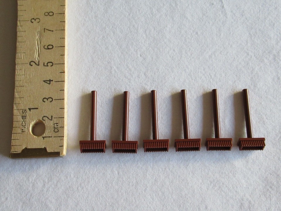 6x Lot Lego Reddish Brown Minifigure Push Broom Handled Brush Parts City - $9.43