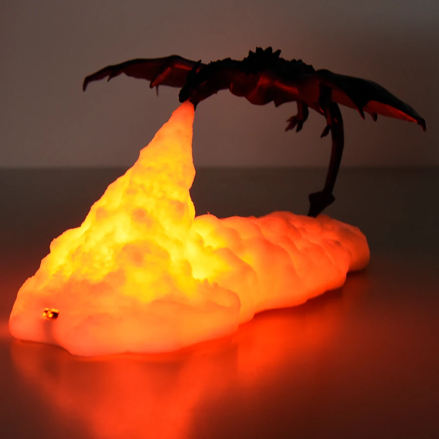 3D Room Decor Print LED Fire Dragon Ice Dragon Lamps Home Desktop Rechar... - $20.94+