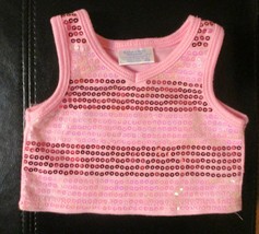 Build A Bear Workshop Pink Tank Top With Pearly &amp; Fuchsia Sequins - £5.34 GBP