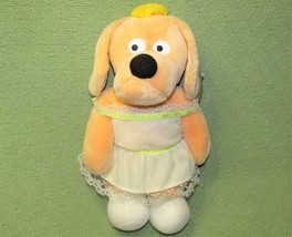 1994 Suagr Loaf Girl Dog Plush w/HANG Tag 13" Stuffed Animal Orange Yellow Dress - $22.50