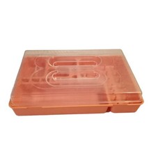 Vintage Large Pink Sewing Notion Plastic Box with Clear Lid 13.75&quot;x8.5&quot; ... - $18.66