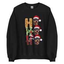 HO HO HO Santa Rottweiler Christmas Sweatshirt | Dog Lover Unisex Sweatshirt Bla - $28.91+